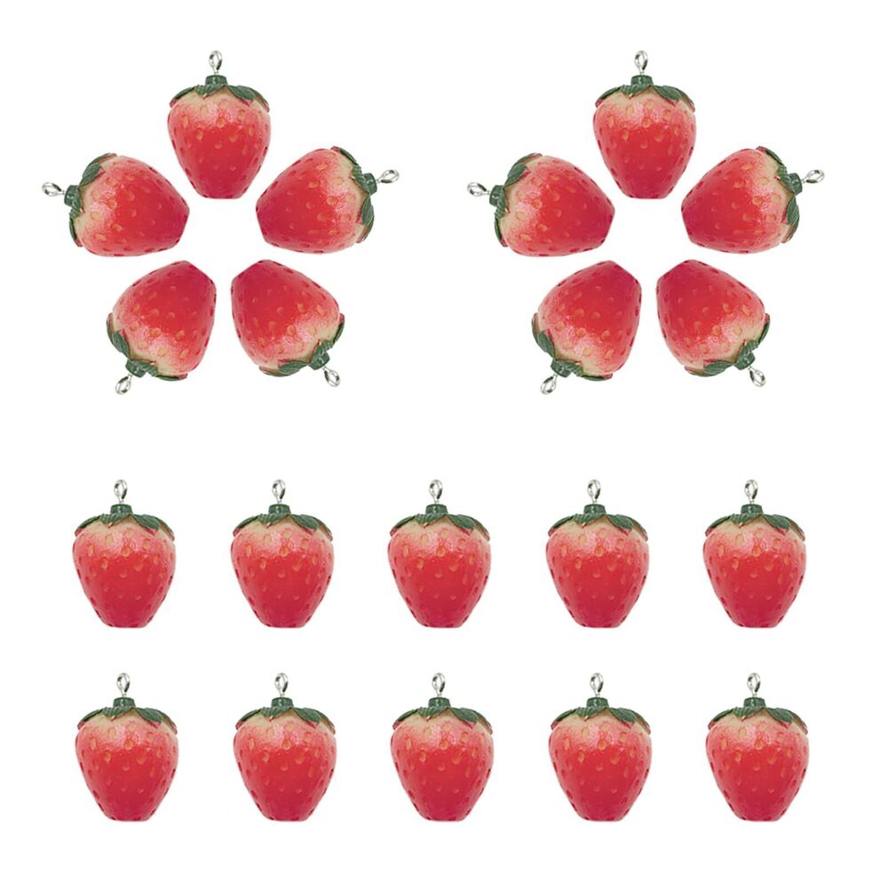 3337 20Pcs Strawberry Charms 3D Resin Strawberry Fruit Vegetable Charms